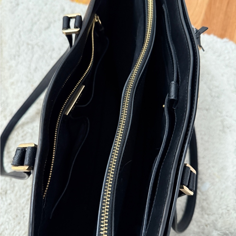 Tory Burch Black Robinson Tote Bag with Gold Accents - Picture 11 of 16
